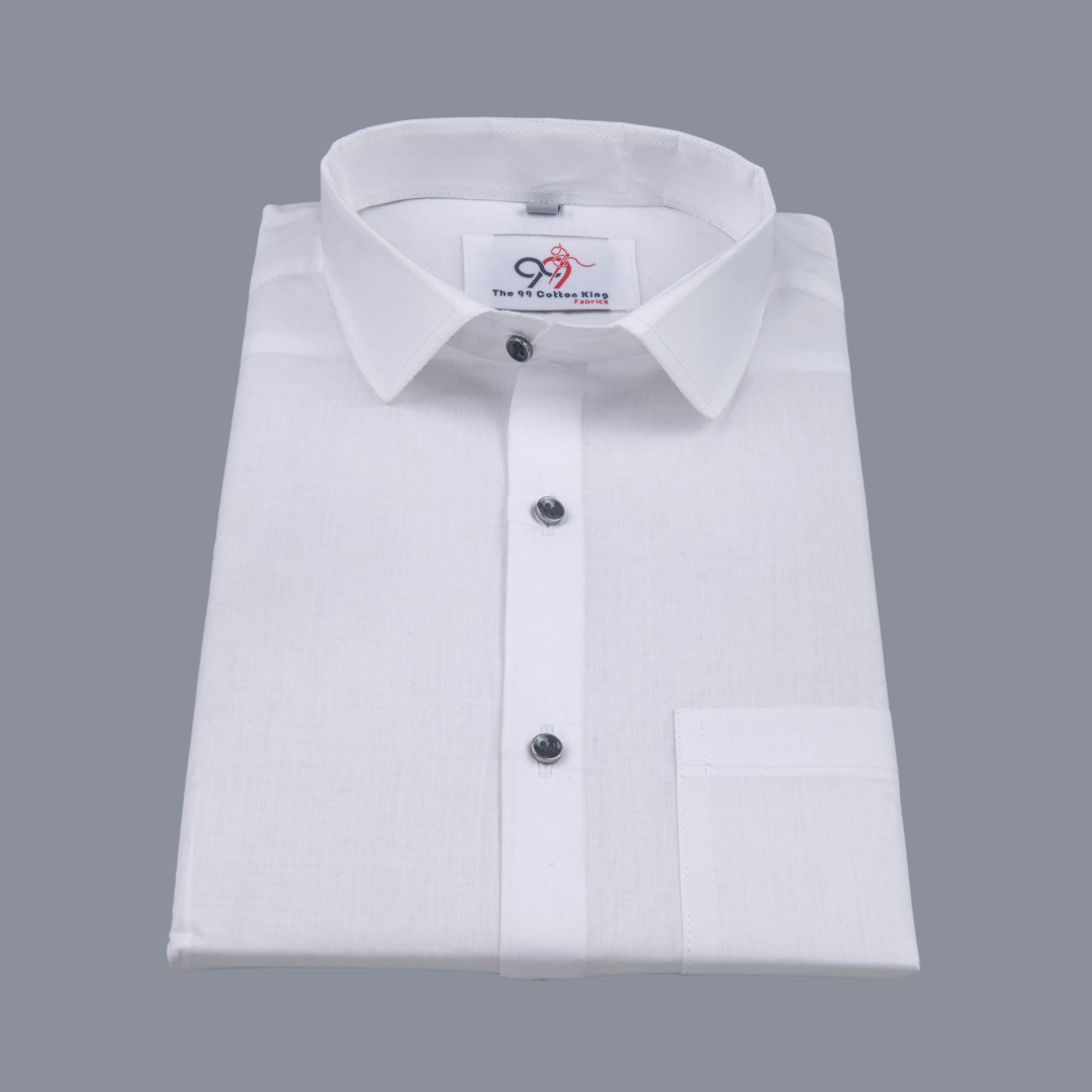 Cotton Classic Plain White Men Shirt