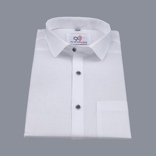 Cotton Classic Plain White Men Shirt