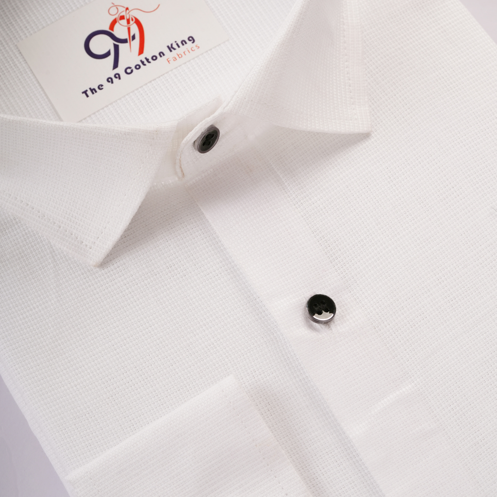 Jut Cotton White Doted Plain shirt