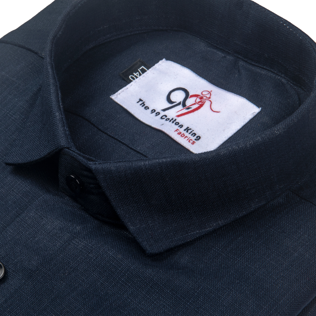 Premium Linen Blue Sky Color Plain Shirt - Full Sleeves