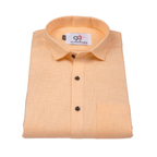 Premium Linen Slub Orange Color Plain Shirt - Full Sleeves