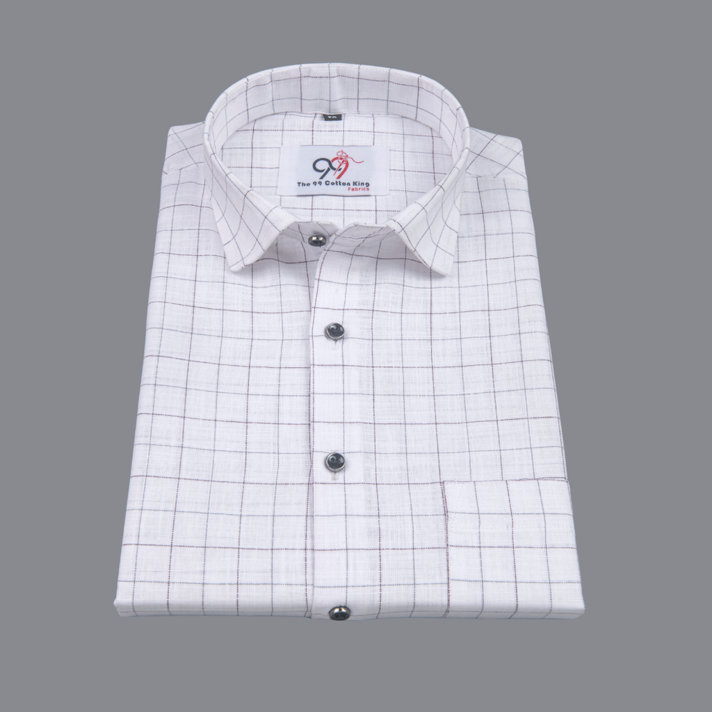 Flax Linan Cotton Checks purple colour Men Shirt