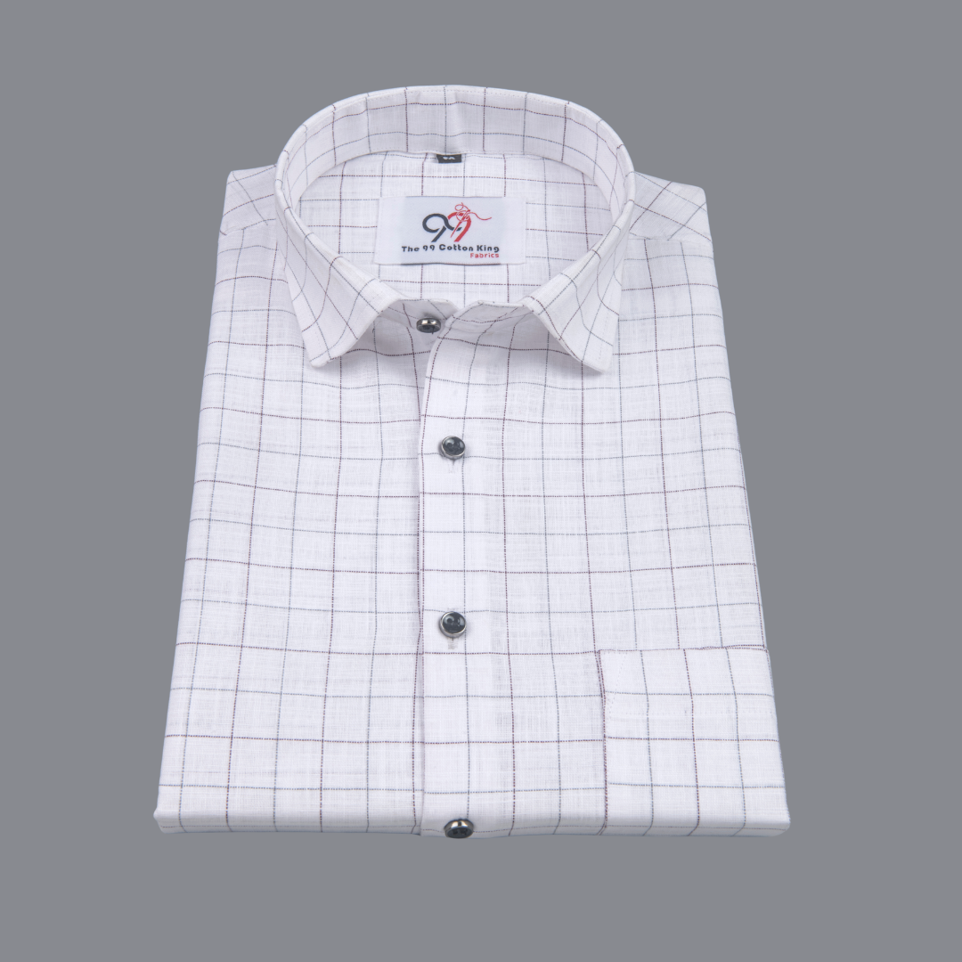 Flax Linan Cotton Checks purple colour Men Shirt