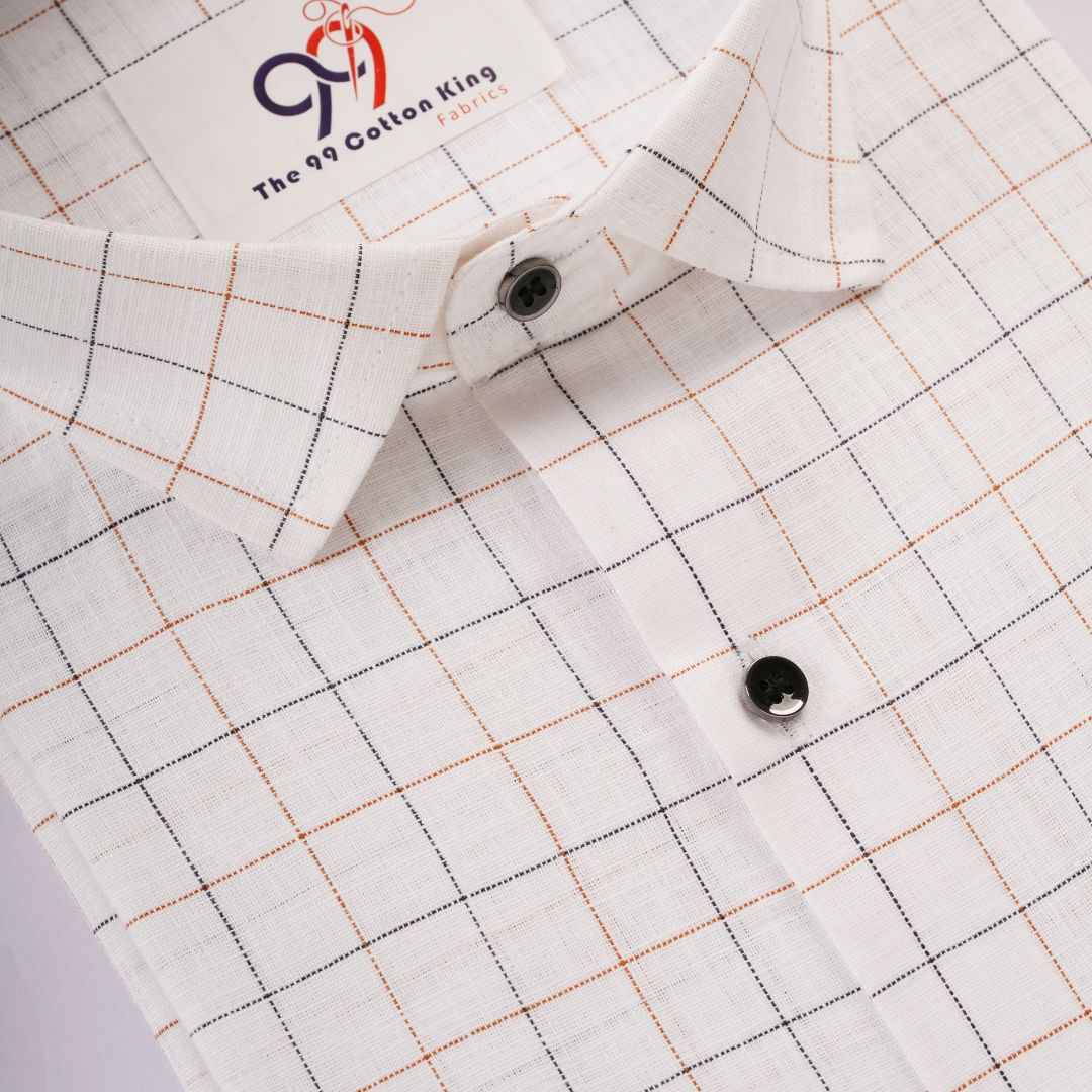 Linen Golden and black checks shirt