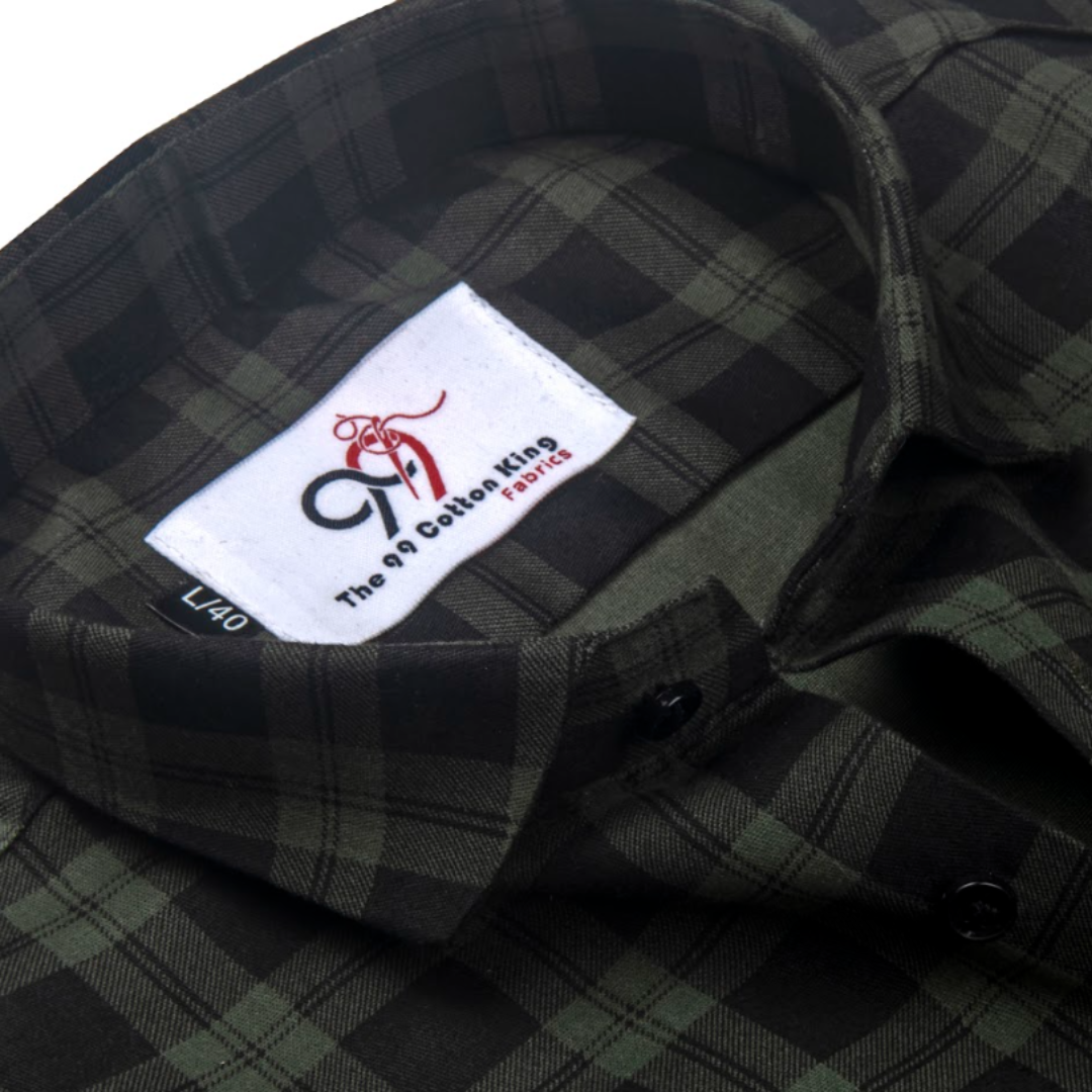 Pure Cotton Green Checks Shirt for Men