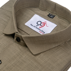 Premium Linen Slub Mehndi Color Plain Shirt - Full Sleeves