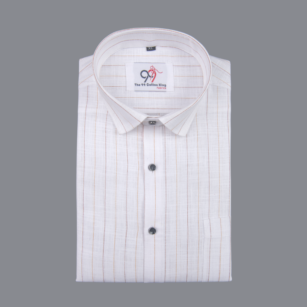 Flax Linan Cotton Midiam Line Gold Colour Men Shirt