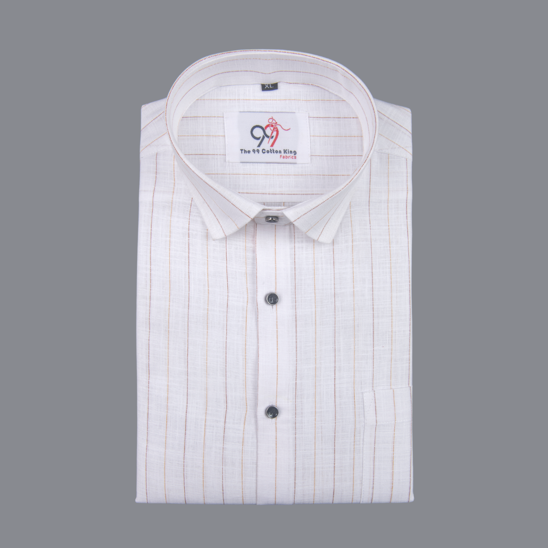 Flax Linan Cotton Midiam Line Gold Colour Men Shirt