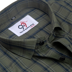 Premium Mehndi Green Color Classic Grid Check Men Shirt