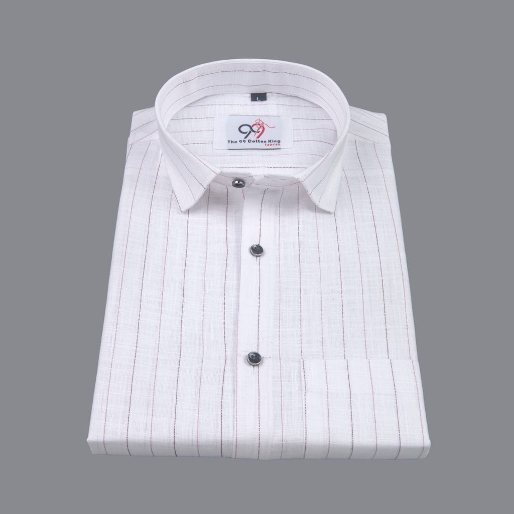 Flax Linan Cotton Midiam Line Pink Colour Men Shirt