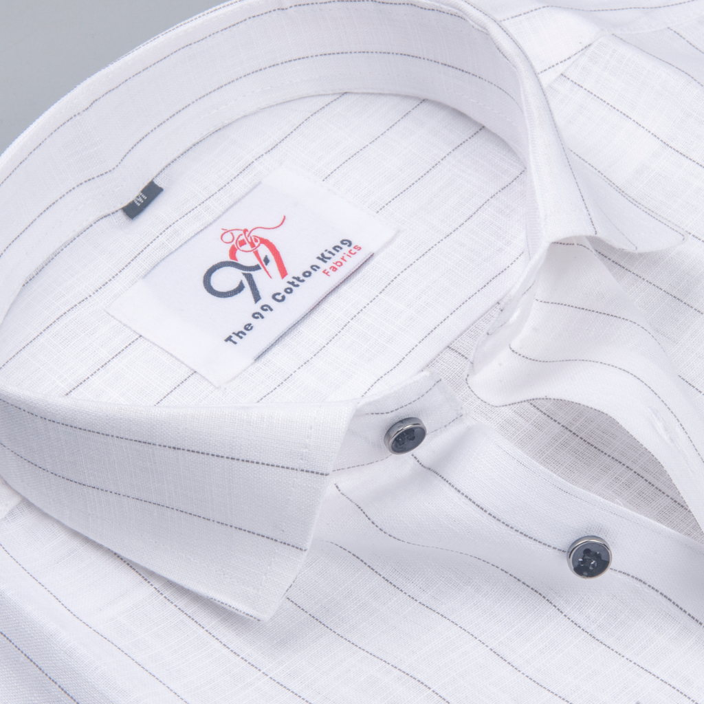 Flax Linan Cotton Midiam Line Grey Colour Men Shirt