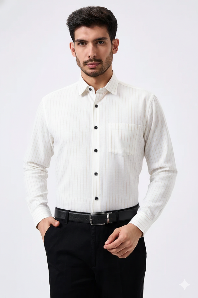 Plax Linen Cotton Golden Lining Shirt