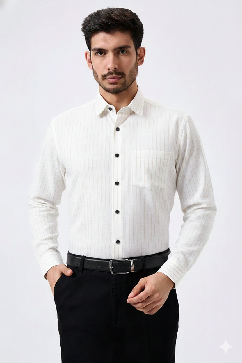 Plax Linen Cotton Golden Lining Shirt