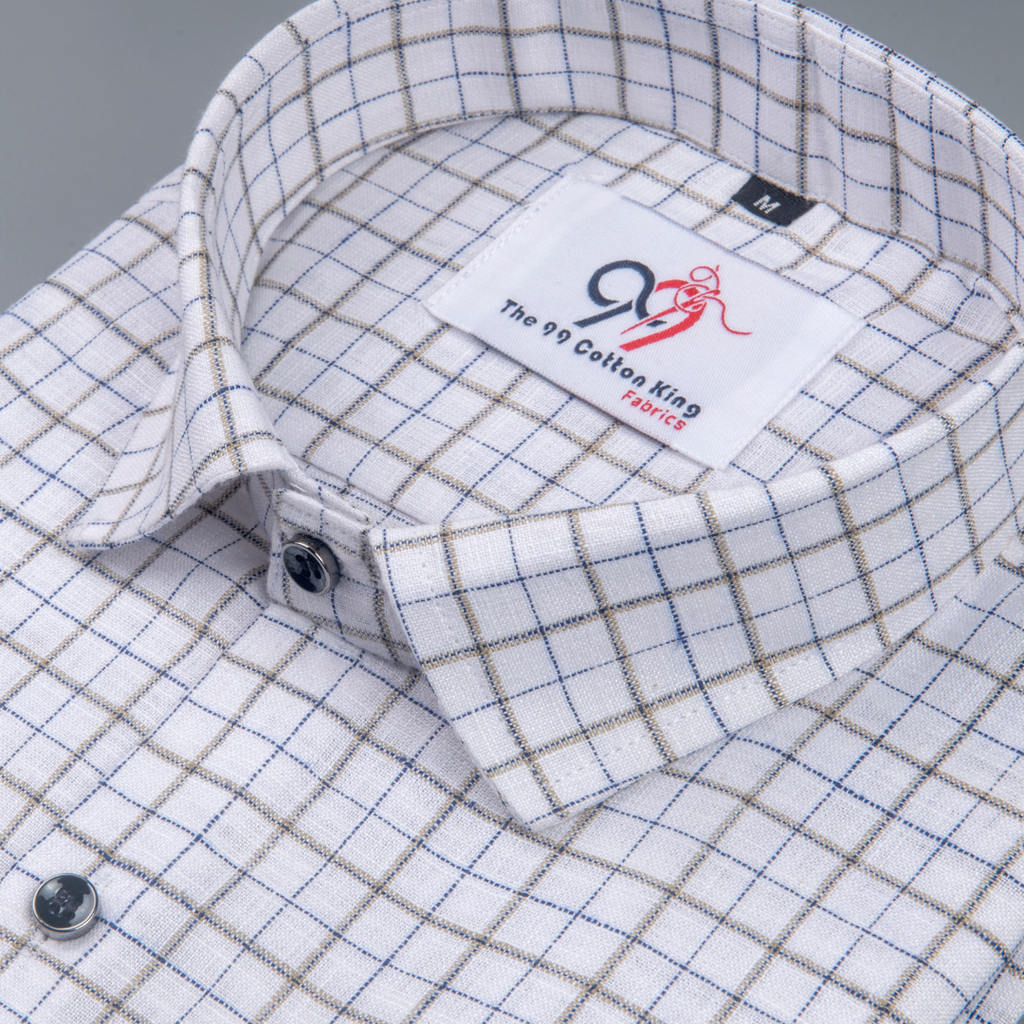 Pure Cotton 100% Brown Check Men Shirt