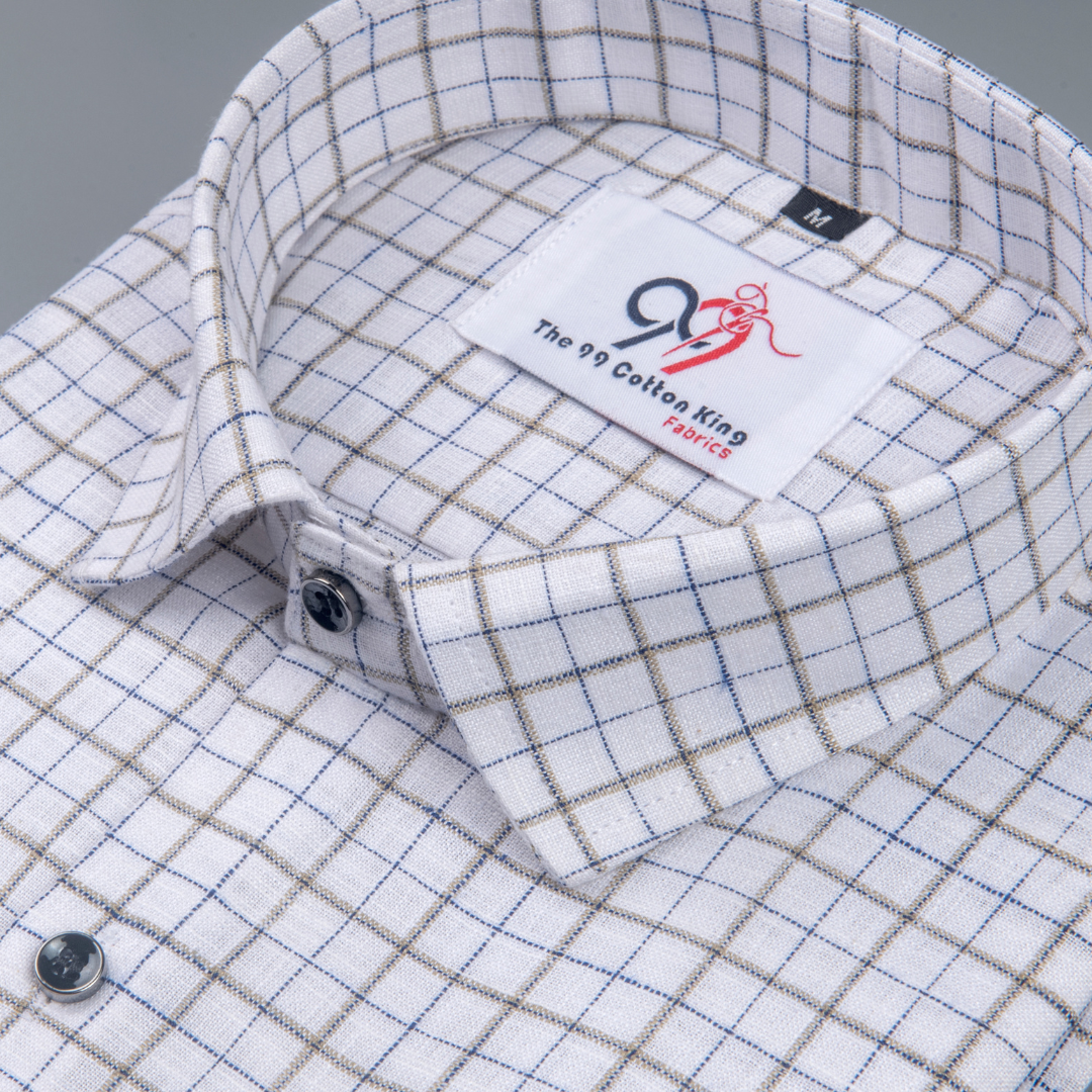 Pure Cotton 100% Brown Check Men Shirt