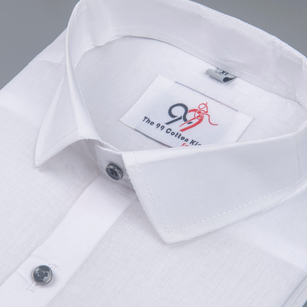 Cotton Classic Plain White Men Shirt