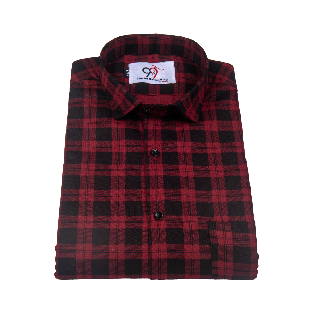 Pure Cotton Red Checks Shirt for Men