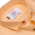 Premium Linen Slub Orange Color Plain Shirt - Full Sleeves