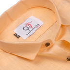 Premium Linen Slub Orange Color Plain Shirt - Full Sleeves