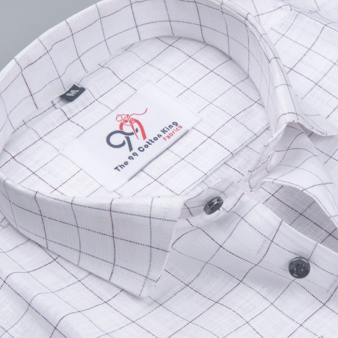 Flax Linan Cotton Checks purple colour Men Shirt