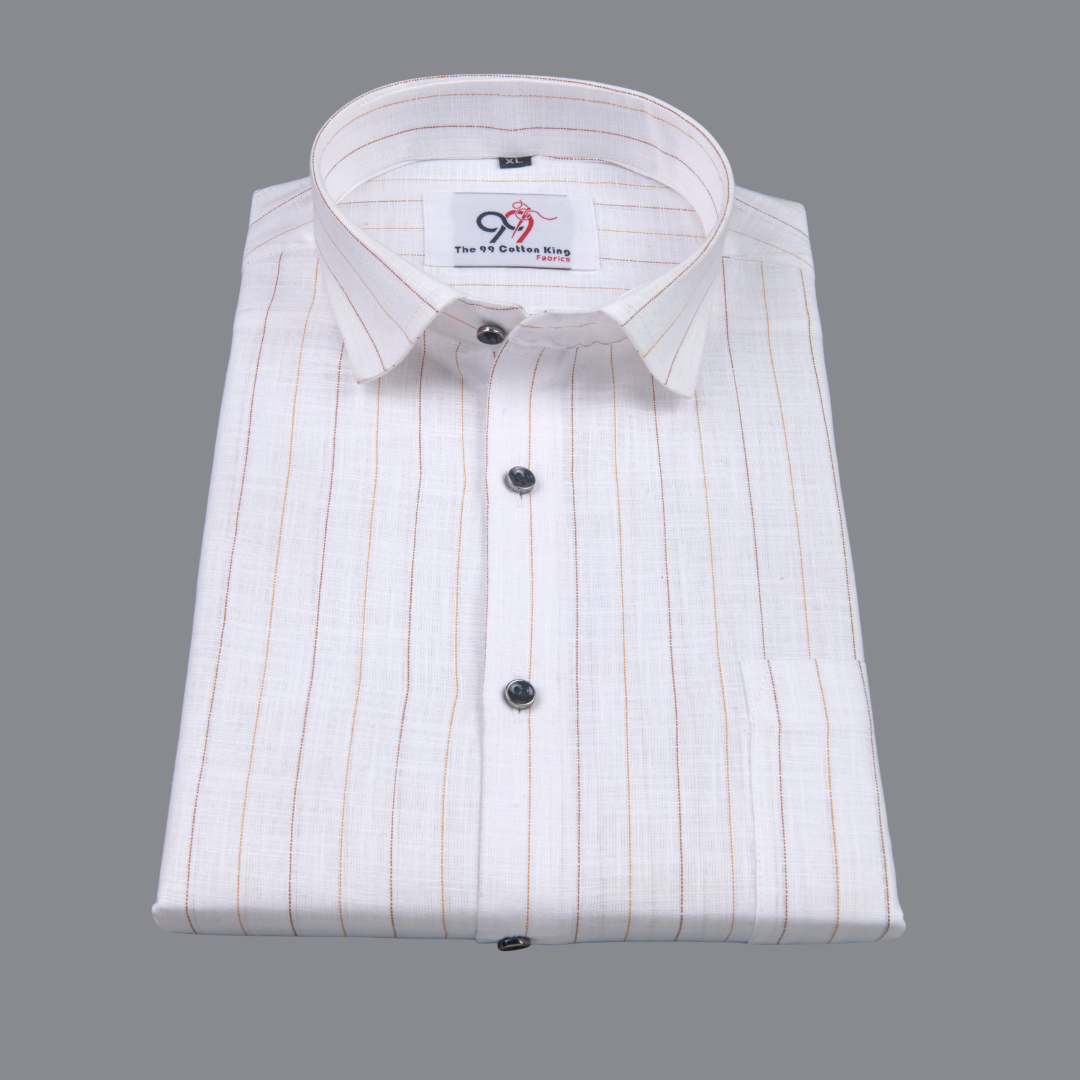 Flax Linan Cotton Midiam Line Gold Colour Men Shirt