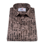 Cotton Brown Color Lining Brush Stroke Print Men Shirt