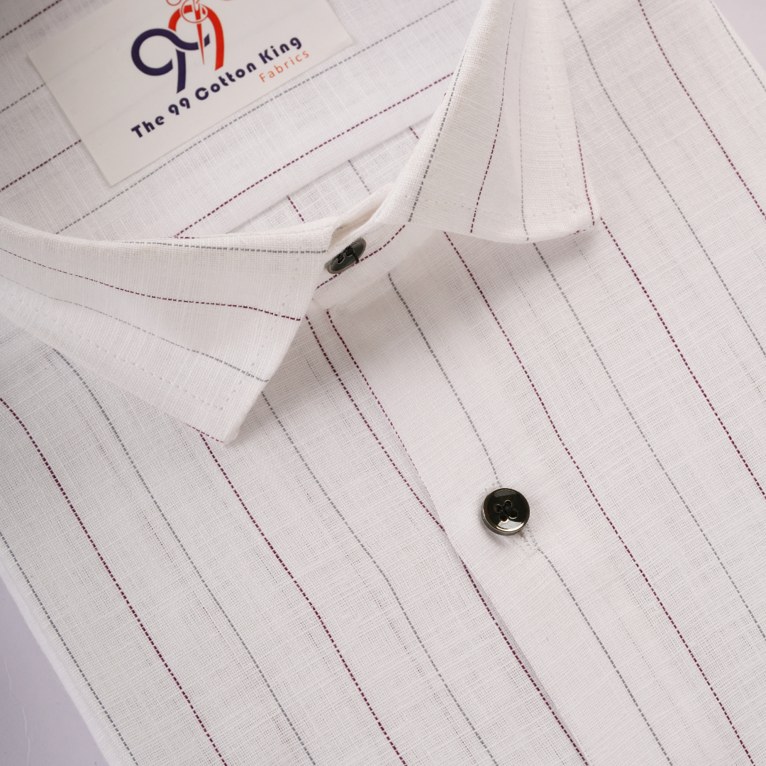 Plax Linen Cotton Purple Gray Lining Shirt