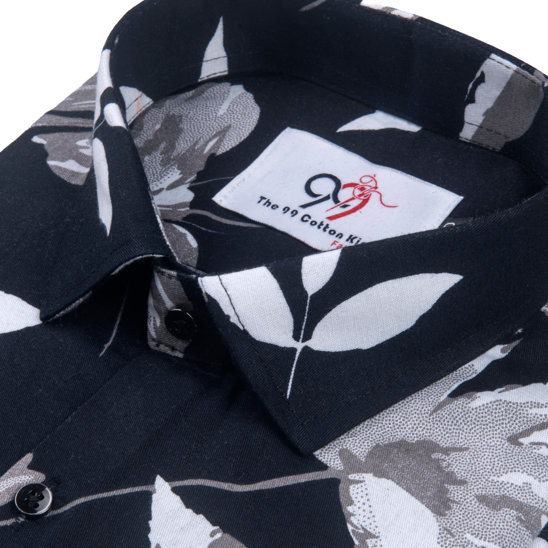 Pure Cotton Mehndi Color flower Print Men Shirt