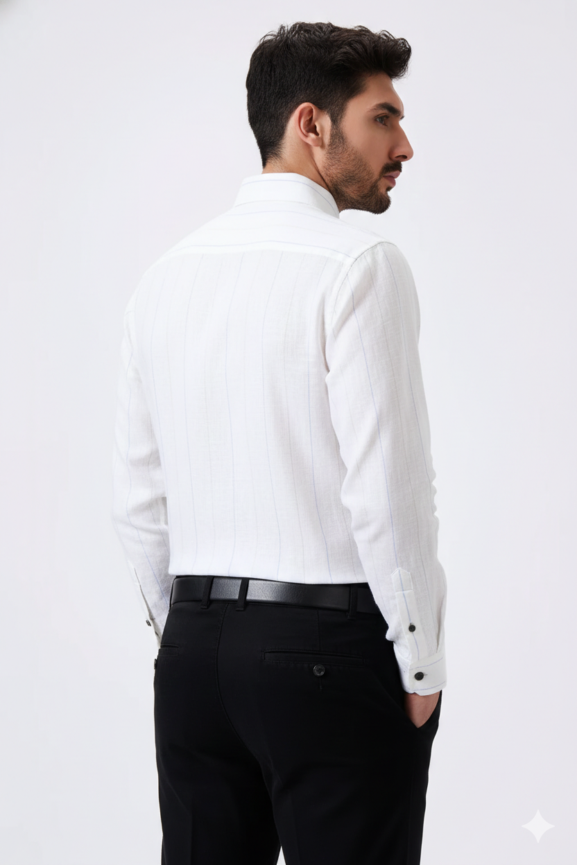 Plax Linen Cotton Sky Lining Shirt