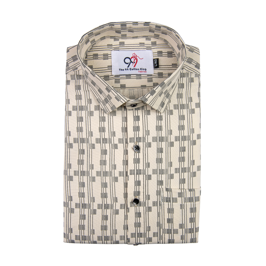 Premium Printed Cream Color Men Shirt