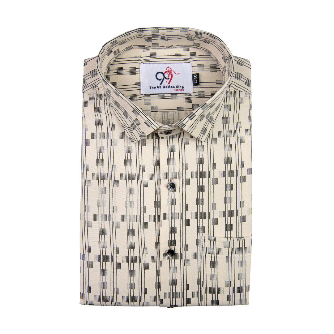 Premium Printed Cream Color Men Shirt