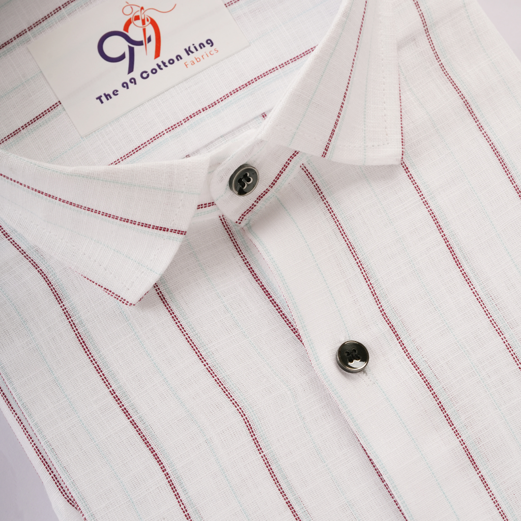 Plax Linen Cotton Bold Multi Colour Lining Shirt