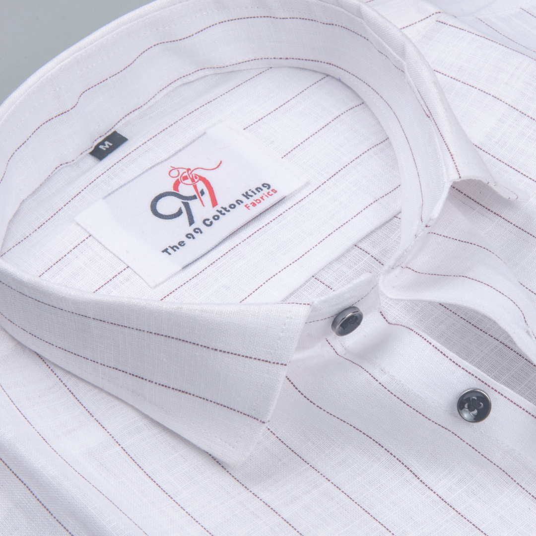 Flax Linan Cotton Midiam Line Brown Colour Men Shirt