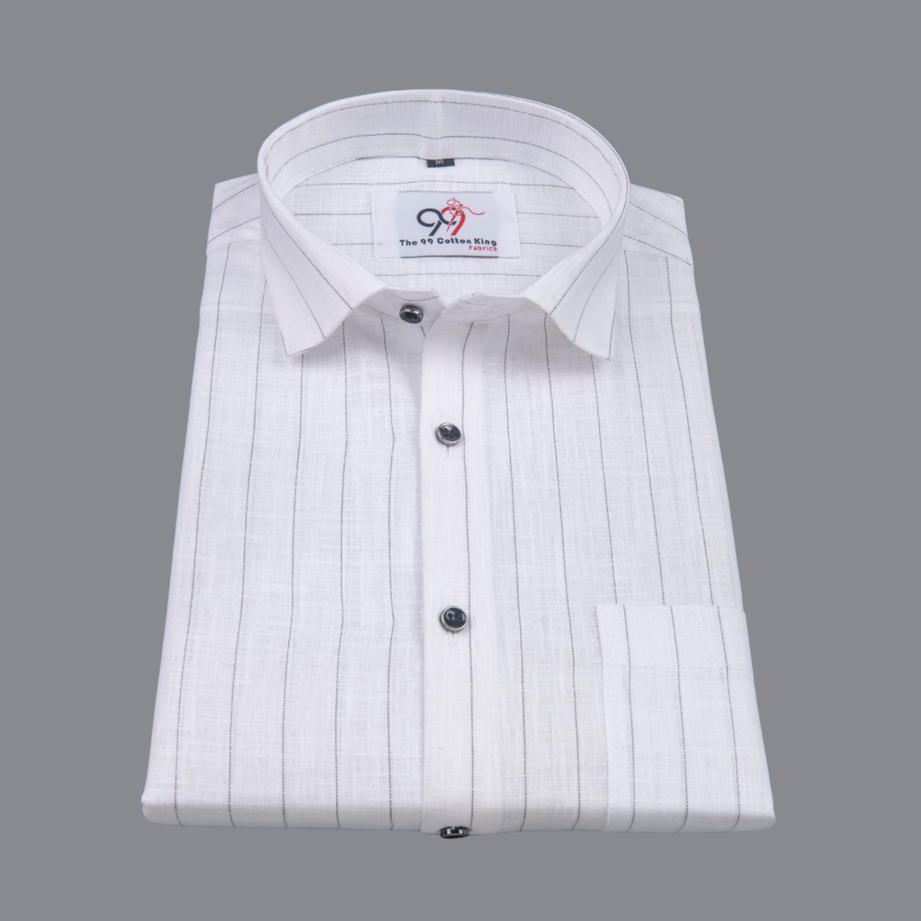 Flax Linan Cotton Midiam Line Grey Colour Men Shirt