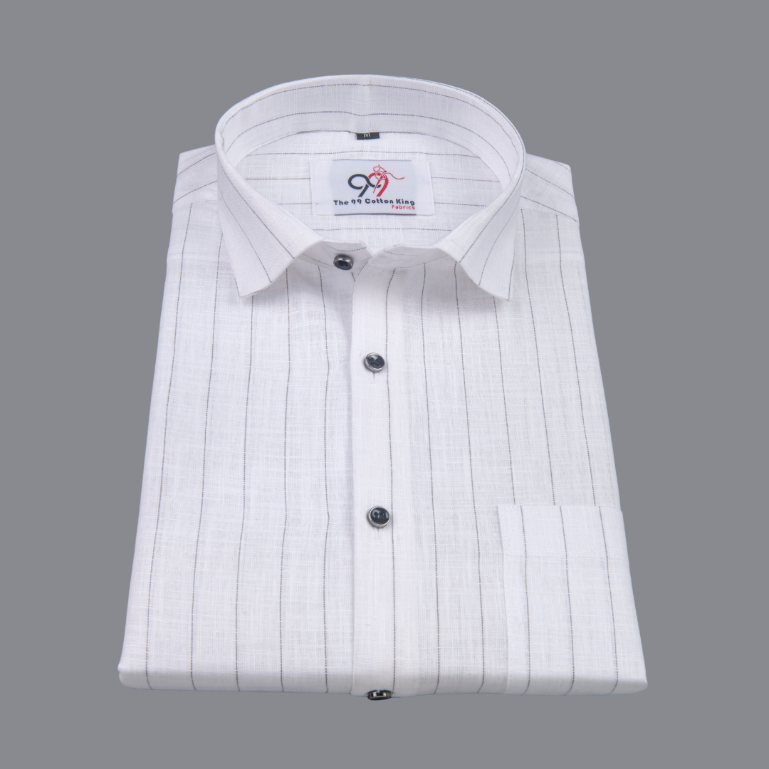 Flax Linan Cotton Midiam Line Grey Colour Men Shirt