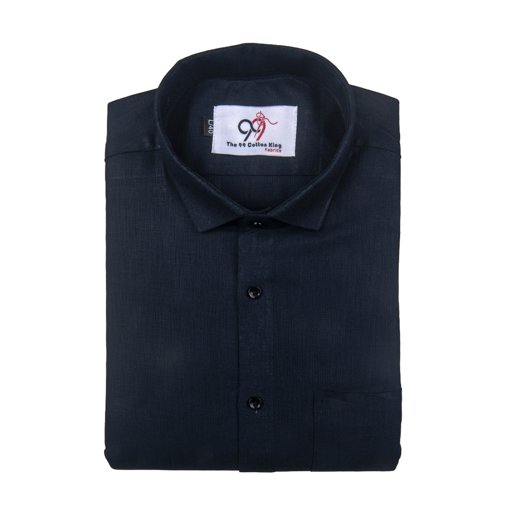 Premium Linen Blue Sky Color Plain Shirt - Full Sleeves