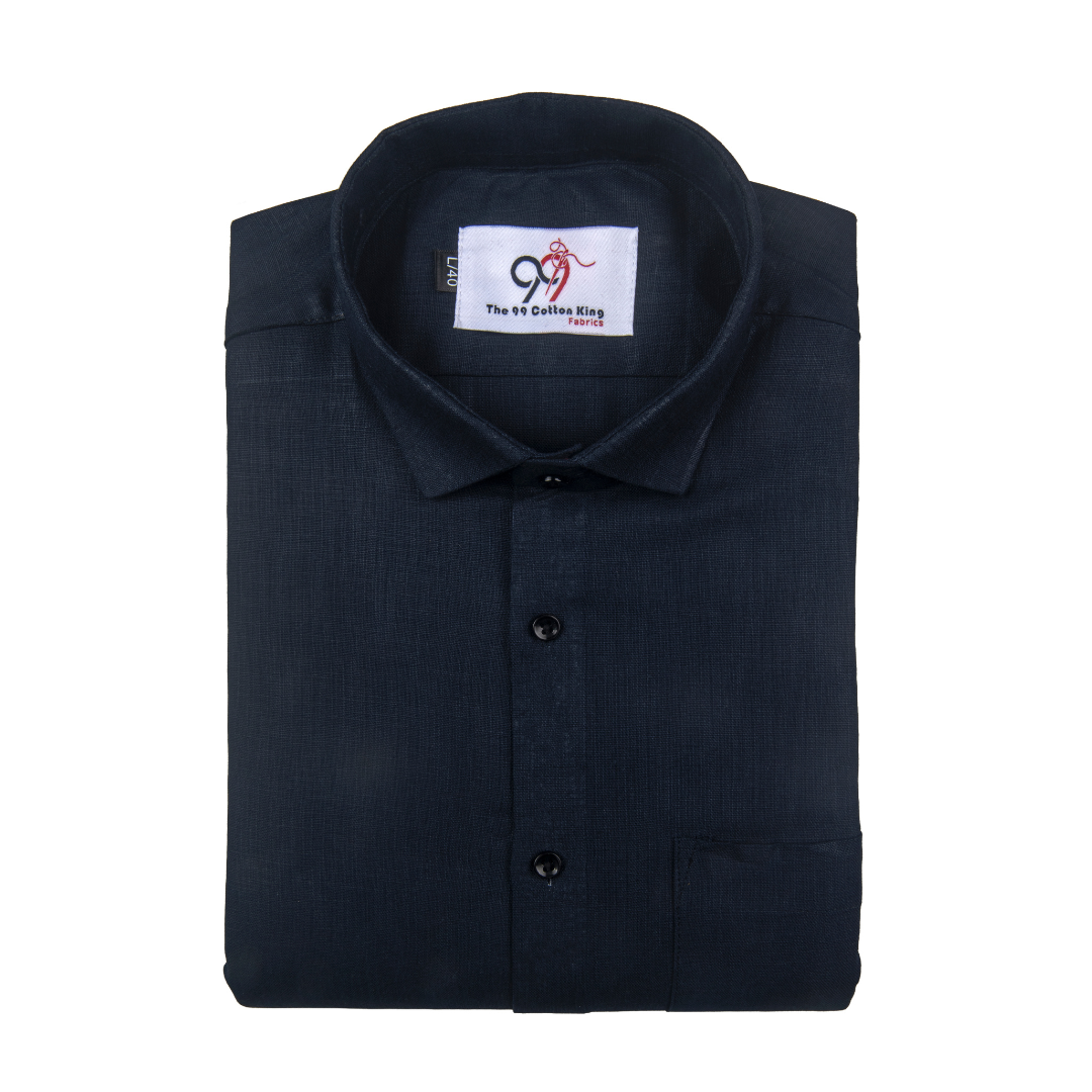 Premium Linen Blue Sky Color Plain Shirt - Full Sleeves