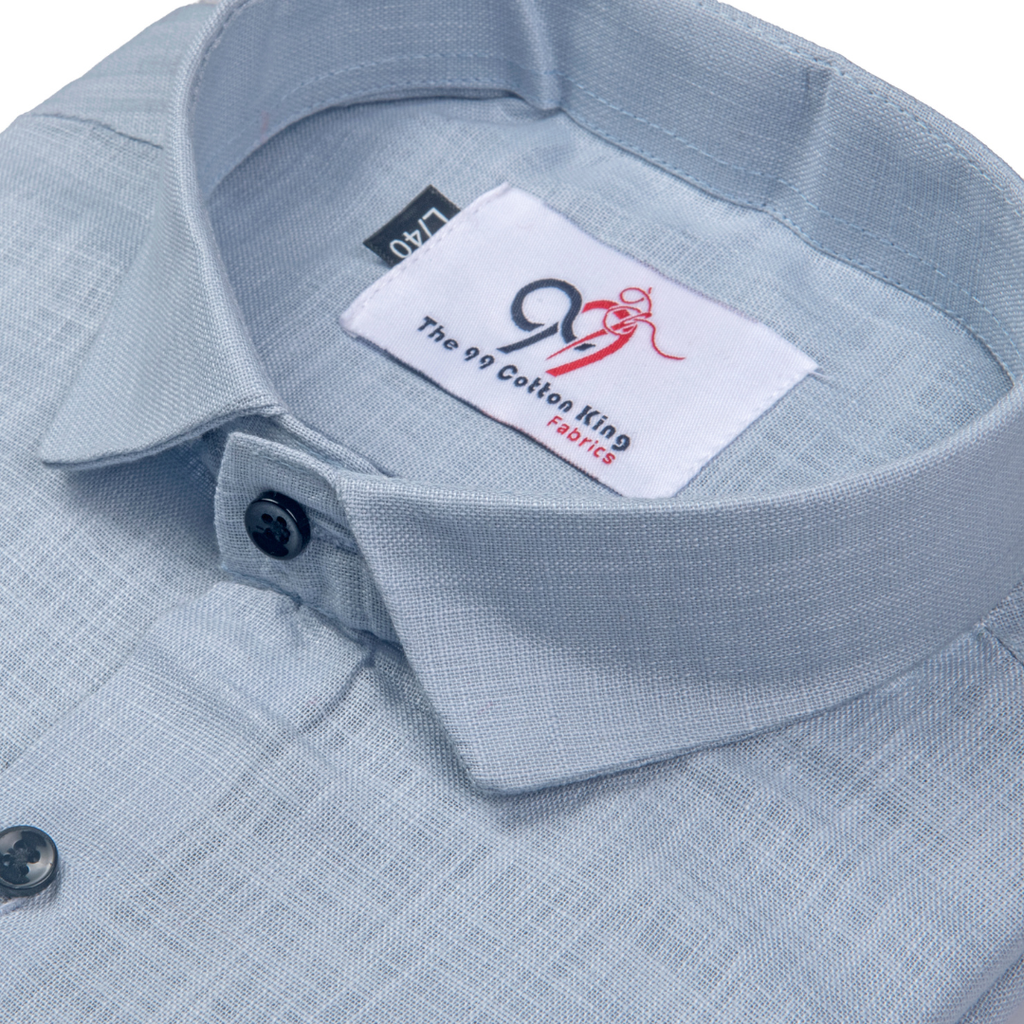 Premium Linen Slub Gray Color Plain Shirt - Full Sleeves