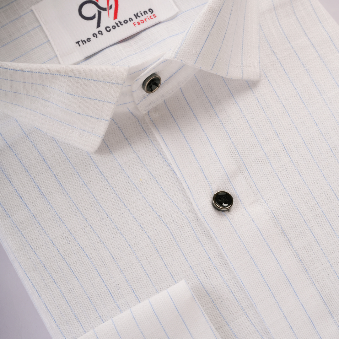 Plax Linen Cotton Blue Lining Shirt