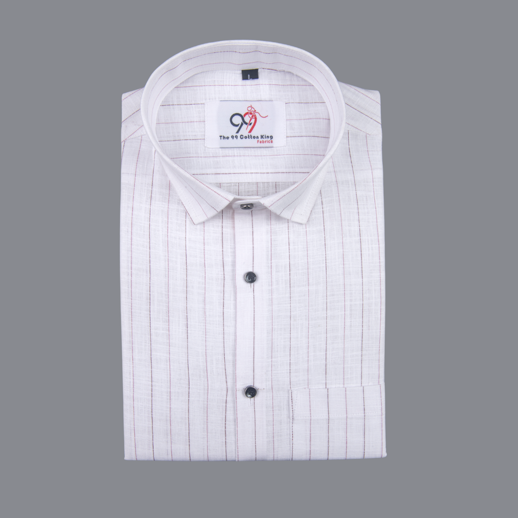 Flax Linan Cotton Midiam Line Pink Colour Men Shirt