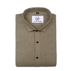 Premium Linen Slub Mehndi Color Plain Shirt - Full Sleeves