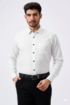 Jut Cotton White Doted Plain shirt