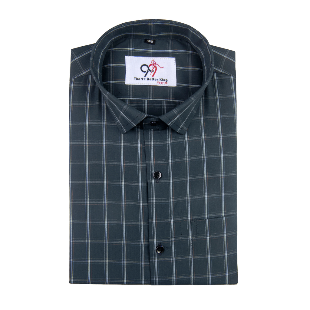 Premium Gray Color Classic Grid Check Men Shirt