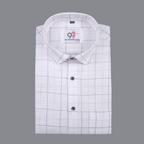Flax Linan Cotton Checks Creem Colour Men Shirt
