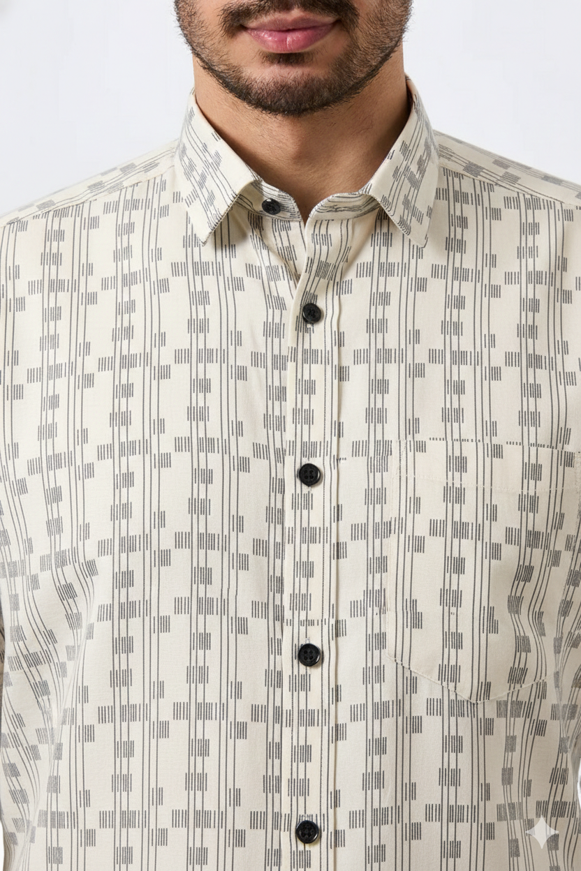 Premium Printed Cream Color Men Shirt