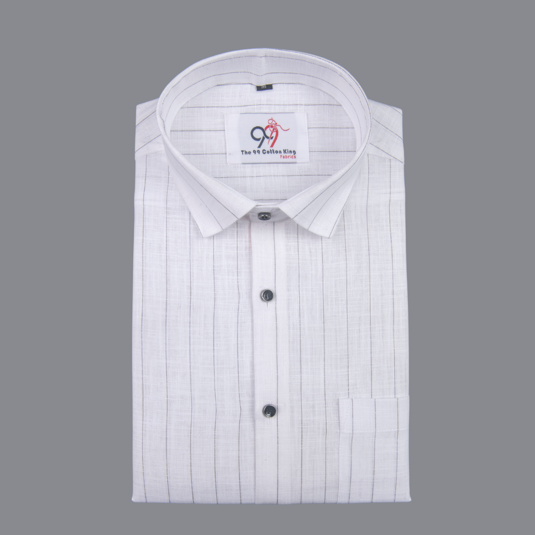 Flax Linan Cotton Midiam Line Grey Colour Men Shirt