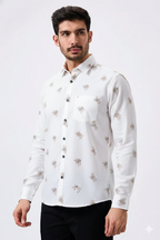 Plax Linen Cotton Micro Floral Print Men Shirt