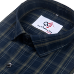 Premium Blue Color Classic Grid Check Men Shirt