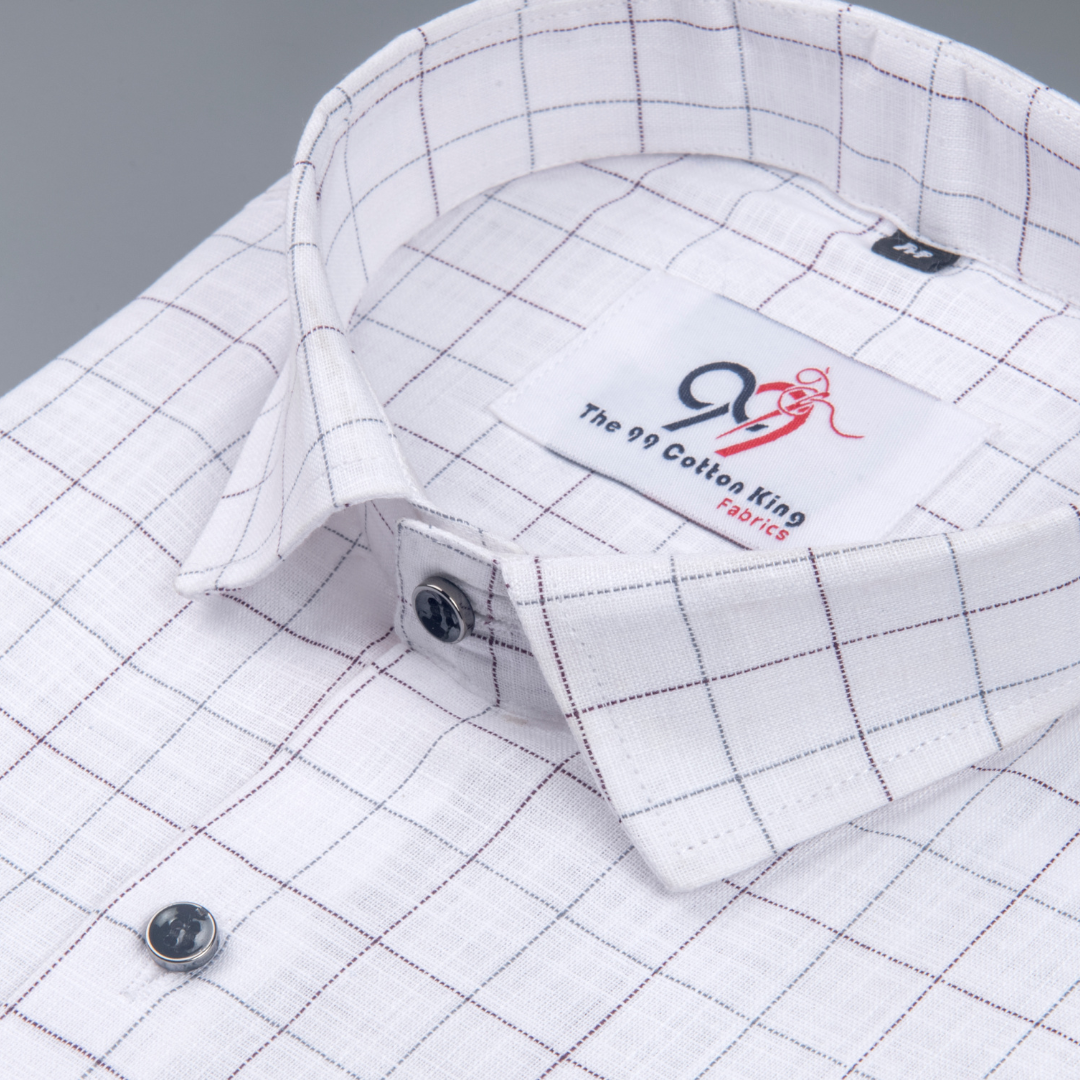 Flax Linan Cotton Checks purple colour Men Shirt