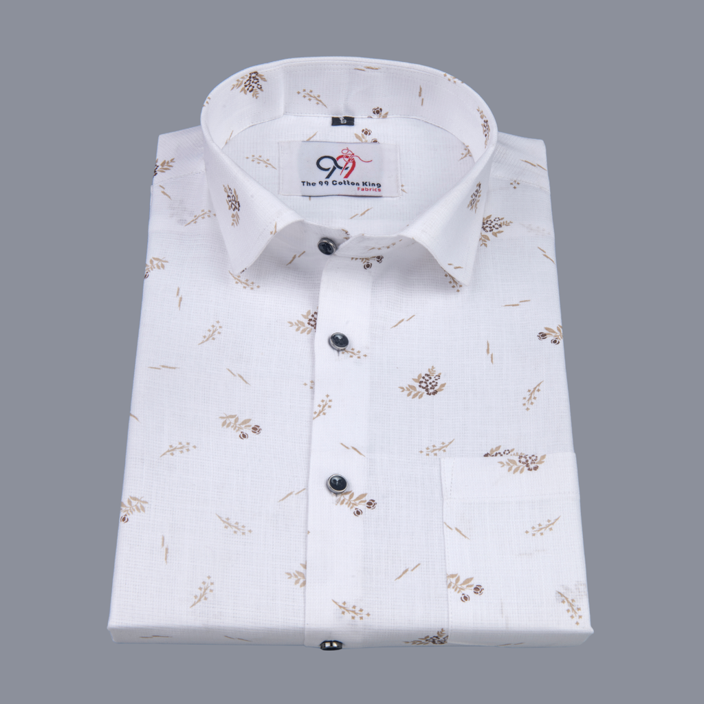 Plax Linen Cotton Micro Floral Print Men Shirt